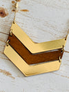 Brown Gold Chevron Necklace- -Trendy Me Boutique, Granada Hills California