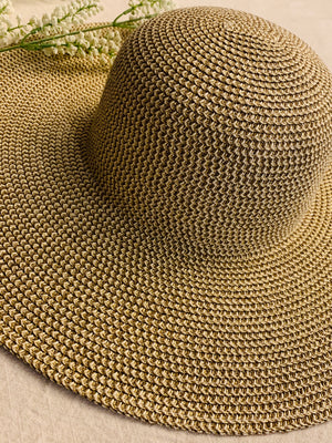 Natural Gold Lurex Floppy Hat- -Trendy Me Boutique, Granada Hills California