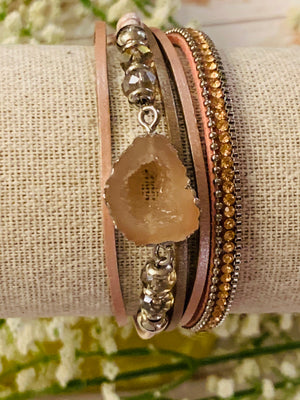 Pink Agate Geode Bracelet- -Trendy Me Boutique, Granada Hills California