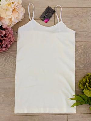 Cream Seamless Spaghetti Top- -Trendy Me Boutique, Granada Hills California