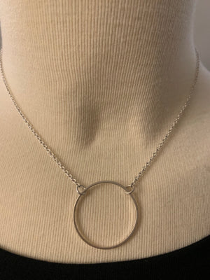 Matte Silver Circle Necklace- -Trendy Me Boutique, Granada Hills California
