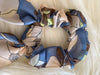 Blue Tan Floral Hair Tie- -Trendy Me Boutique, Granada Hills California