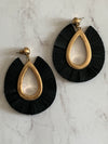 Black Leather Cut Earrings- -Trendy Me Boutique, Granada Hills California