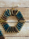 Dark Multi Geometric Raffia Earrings- -Trendy Me Boutique, Granada Hills California