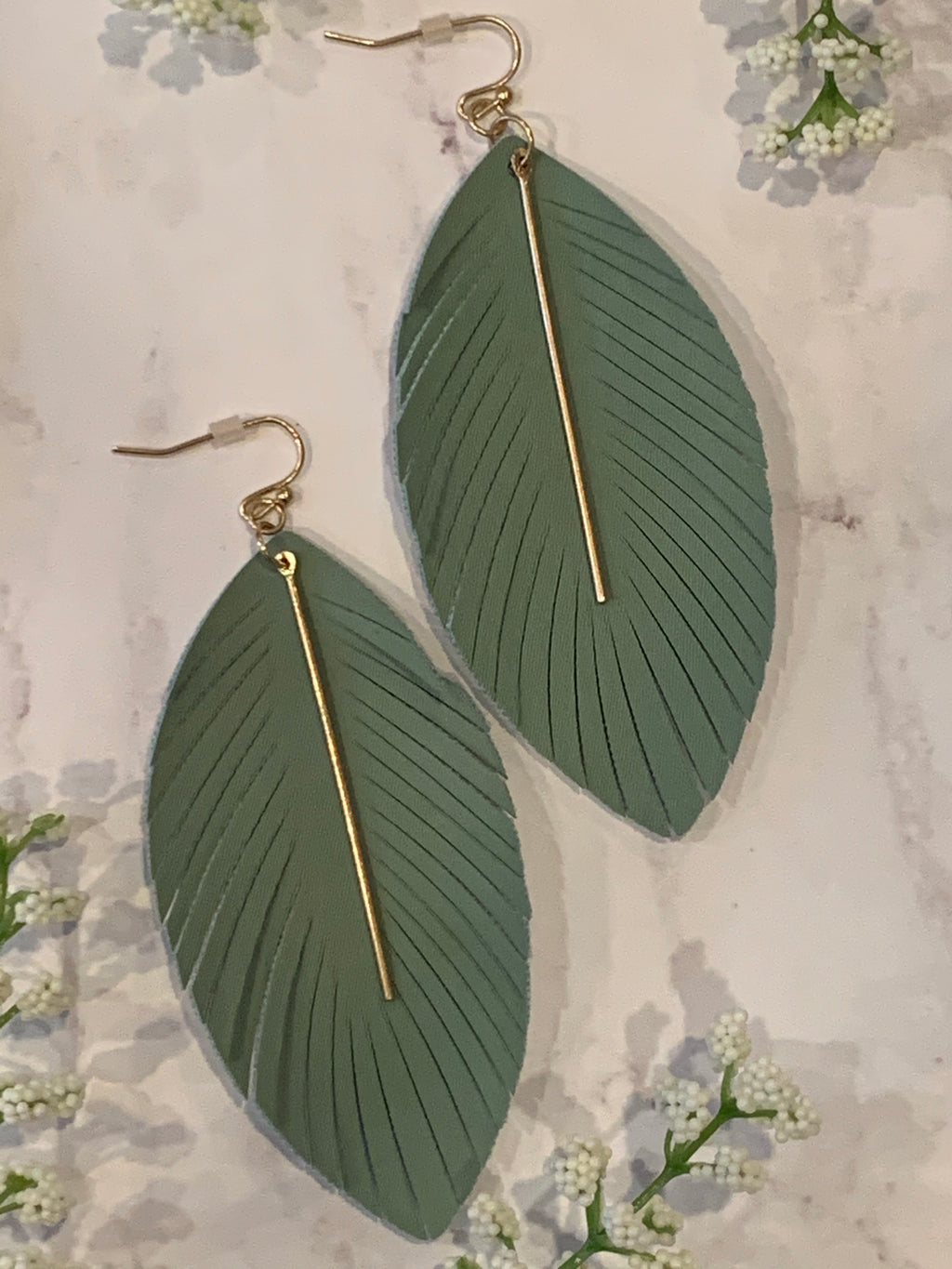 Mint Gold Faux Leather Earrings- -Trendy Me Boutique, Granada Hills California