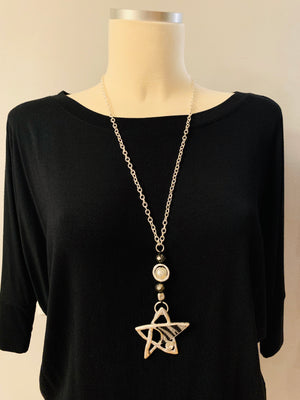 Zebra Print Star Necklace&- -Trendy Me Boutique, Granada Hills California