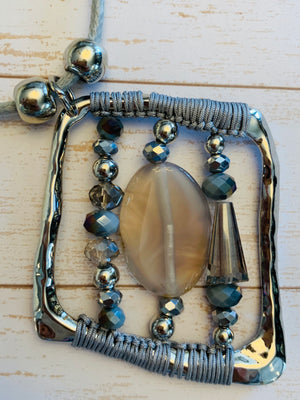 Diamond Stone Necklace- -Trendy Me Boutique, Granada Hills California