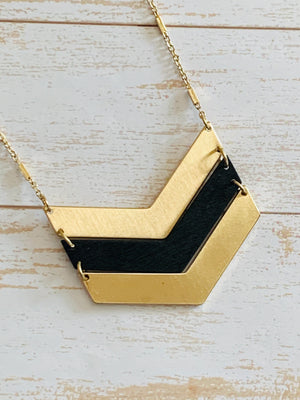 Black Gold Chevron Necklace- -Trendy Me Boutique, Granada Hills California