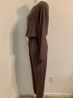 Hershey Long Sleeve Boatneck Jumpsuit- -Trendy Me Boutique, Granada Hills California