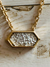 Gold Necklace Silver Druzy Pendant- -Trendy Me Boutique, Granada Hills California