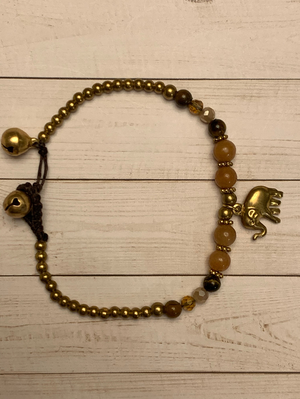 Light Brown Elephant Bell Bracelet- -Trendy Me Boutique, Granada Hills California