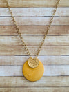 Mustard Wood Gold Necklace- -Trendy Me Boutique, Granada Hills California