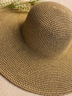 Natural Gold Lurex Floppy Hat- -Trendy Me Boutique, Granada Hills California