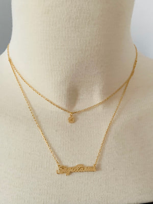 Double Layer Gold Necklace Sagittarius- -Trendy Me Boutique, Granada Hills California