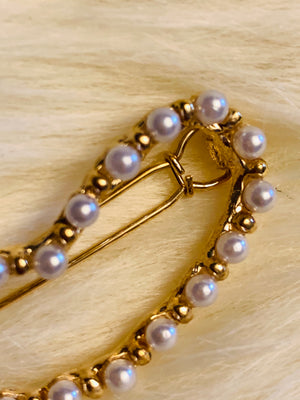 Gold Pearl Heart Hair Clip- -Trendy Me Boutique, Granada Hills California