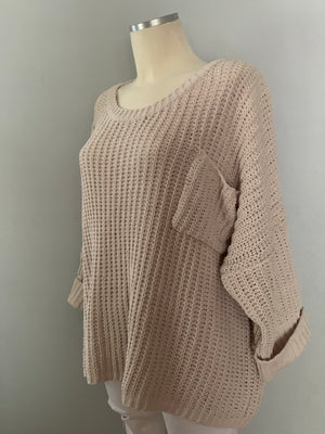 Ivory Knitted Pocket Sweater- -Trendy Me Boutique, Granada Hills California