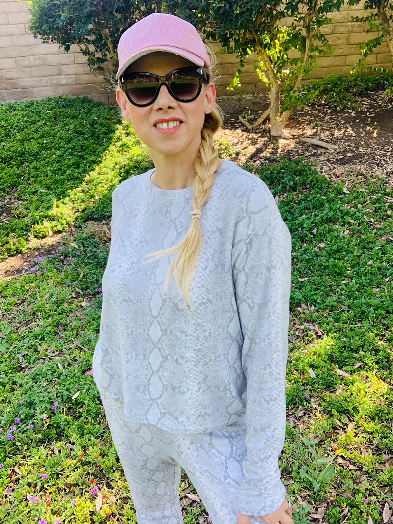 Snakeskin Printed Warm Up Set- -Trendy Me Boutique, Granada Hills California