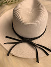 White Straw Hat Black Braid- -Trendy Me Boutique, Granada Hills California