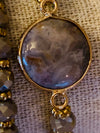 Light Mocha Crystal Stretch Bracelet with Precious Stone Accent- -Trendy Me Boutique, Granada Hills California