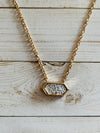 Gold Necklace Silver Druzy Pendant- -Trendy Me Boutique, Granada Hills California