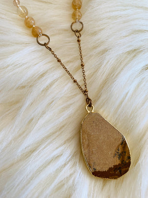 Natural Stone Beaded Necklace- -Trendy Me Boutique, Granada Hills California