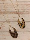 Cheetah Print Geometric Necklace- -Trendy Me Boutique, Granada Hills California