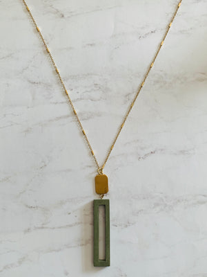 Sage Wood Cutout Gold Necklace- -Trendy Me Boutique, Granada Hills California
