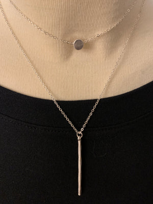 Double Layer Matte Silver Necklace- -Trendy Me Boutique, Granada Hills California
